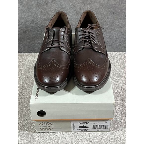 Dunham Mens Grayson Dun Oxford Shoes DAW03BR Wingtip Leather Brown Size 9 2E - Picture 7 of 11